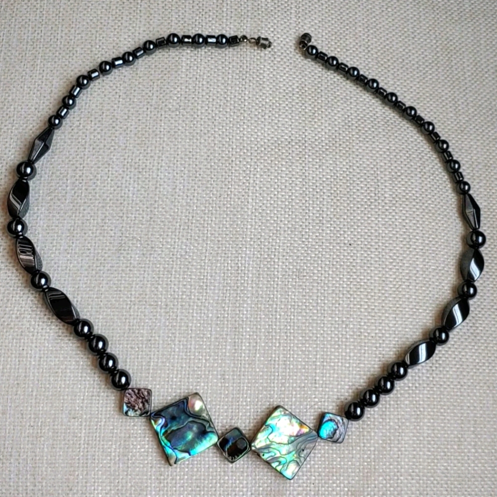 Beautiful Abalone and Hematite Bead Necklace